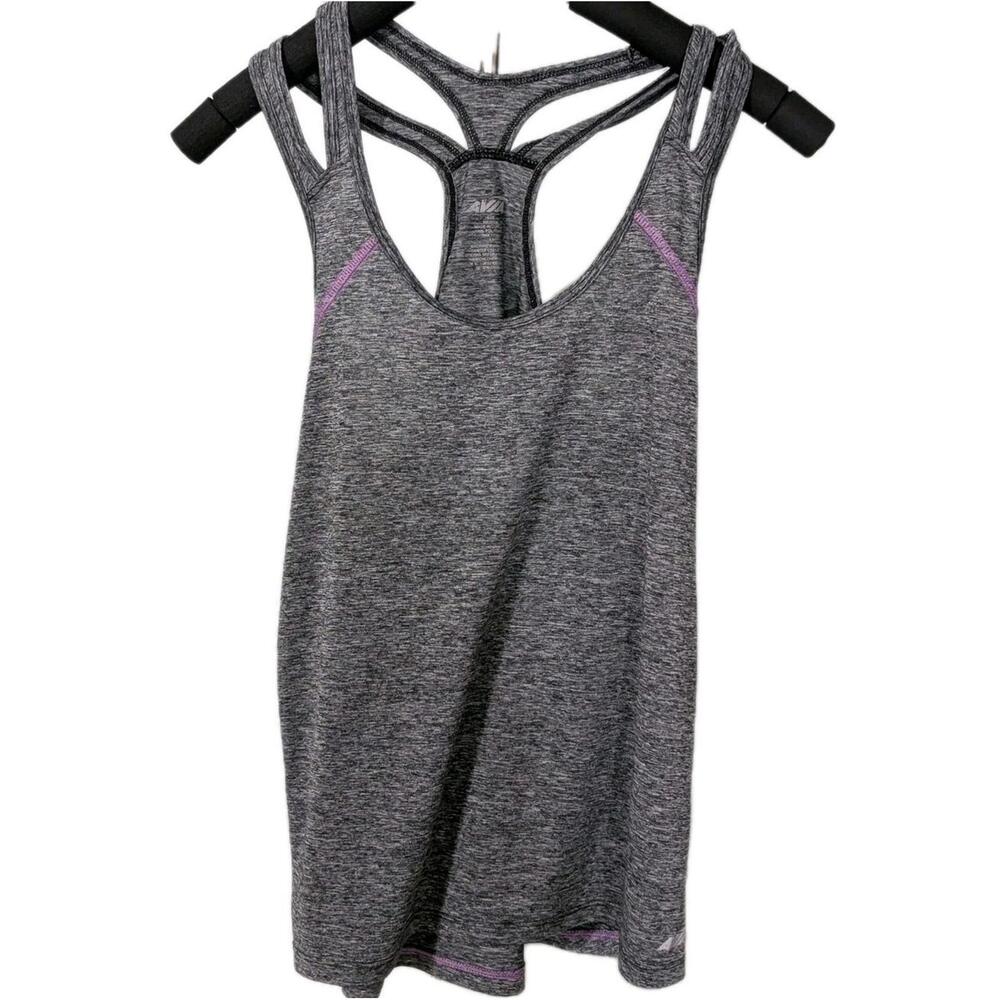 Avia Womens Activewear Racerback Stretch Heather Gray Tank Top Size Medium